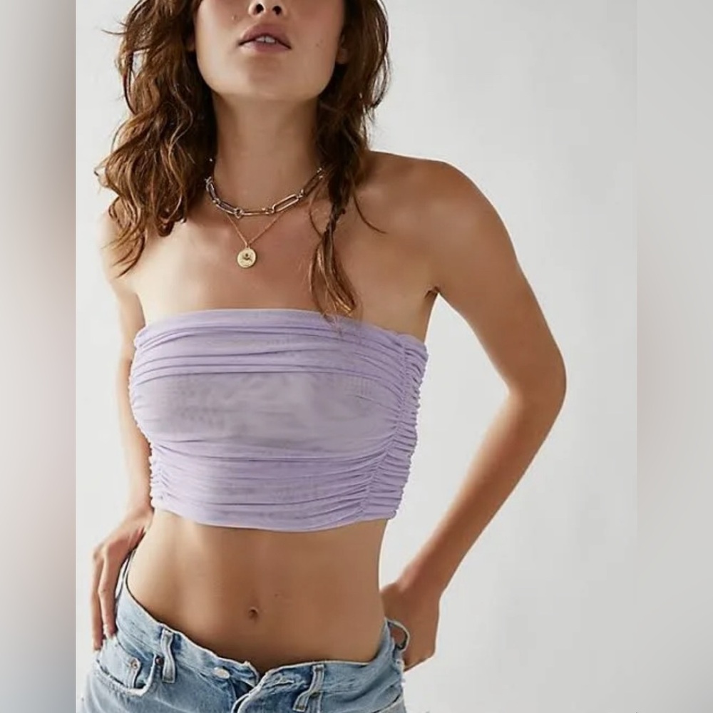 FREE People Under It All Mesh Bandeau Lilac SZ XS New With Tags